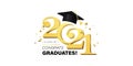 Congrats Graduates vector concept.Class of 2021 design for graduation ceremony invitation, party, high school or college yearbook Royalty Free Stock Photo