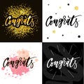 Congrats lettering. Handwritten modern calligraphy, brush painted letters. Inspirational text, vector illustration. Template for
