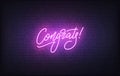 Congrats neon sign. Glowing neon lettering Congratulations template