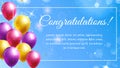 Congratulation banner with colorful balloons. Vector