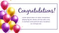 Congratulation banner with colorful balloons. Vector Royalty Free Stock Photo
