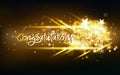 Congratulation calligraphy with glow gold shooting stars light effect neon, decoration celebration, confetti, snowflakes scatter Royalty Free Stock Photo