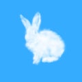 Congratulation card with Easter rabbit made from cloud.