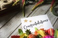 Congratulation card with flower bouquet Royalty Free Stock Photo