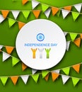 Congratulation Card for Independence Day of India with Hanging Bunting