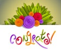 Congratulation congrats greeting card with fresh green leaves