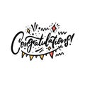 Congratulation hand drawn colorful lettering phrase. Celebration text.