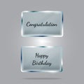 Congratulation and happy birthday in transparent acrylic vector illustration