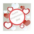 Congratulation Happy Valentine`s Day with a picture of a gift, hearts
