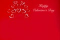 Congratulation, holiday, red background with hearts for Valentine`s Day. love letter. declaration of love