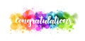 Congratulation - lettering on watercolor splash