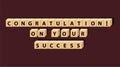 Congratulation on your sucess: cube words, positivity, vector illustration