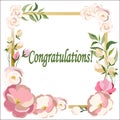 928 Congratulations, background with frame and flowers