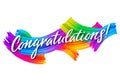 Congratulations Banner with Colorful Paint Brush Strokes. Congrats Vector Card. Congratulations Message for Achievement. Royalty Free Stock Photo