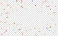 Congratulations banner design with Confetti and Glossy Glitter Ribbon for Party Holiday on Transparent Background. Vector Royalty Free Stock Photo