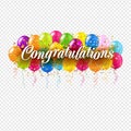 Congratulations Card And Colorful Balloons transparent Background Royalty Free Stock Photo