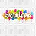 Congratulations Card And Colorful Balloons transparent Background Royalty Free Stock Photo