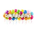 Congratulations Card And Colorful Balloons White Background Royalty Free Stock Photo