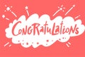 Congratulations card. Vector greeting card poster. Original handwritten calligraphy lettering , wold, on red background Royalty Free Stock Photo