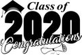 Congratulations Class of 2020 Banner with cap and diploma