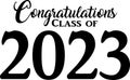 Congratulations Class of 2023 Black and White Royalty Free Stock Photo