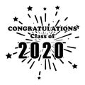 Congratulations Class of 2020 Fireworks Explosion Star Greetings Text Word Icon. Commencement day Graduating High School College