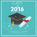 Congratulations class 2016 greduated with deploma,bachelor,master,philosophy degree vector. illustration EPS 10.