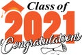 Congratulations Class of 2021 Orange and Black with diploma Royalty Free Stock Photo