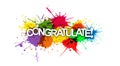 CONGRATULATIONS! Colorful banner of colorful splashes of paint