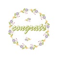 congratulations decorated with a circle of flowers