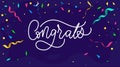 Congratulations design template with confetti and lettering