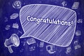 Congratulations - Doodle Illustration on Blue Chalkboard.