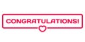 Congratulations flat icon. Wedding compliment dialog bubble stamp with heart