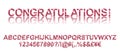 Congratulations. Gold red alphabetic fonts