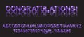 Congratulations. Gold violet alphabetic fonts Royalty Free Stock Photo