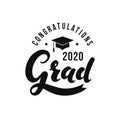 Congratulations Grad 2020. Vector label on white background