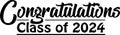 Class of 2024 Congratulations Graduate Script Black and White Royalty Free Stock Photo