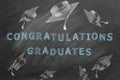 Congratulations graduates. Chalkboard illustration.