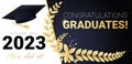 Congratulations graduates class of 2023.Banner design template for graduation ceremony vector illustration