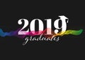 Congratulations graduates class of 2019. Creative party invitation, banner, poster, card. Background design with typography and