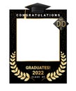 Congratulations graduates class of 2022 photo booth prop. Graduation photo frame vector illustration