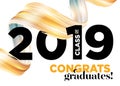 Congratulations Graduates Class of 2019 Vector Logo. Graduation Background Template. Greeting Banner for College Graduation