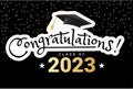 Congratulations graduates design template with academic cap and confetti. Class of 2023. Vector illustration Royalty Free Stock Photo