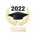 Congratulations graduates design template with academic cap and laurel wreath vector illustration Royalty Free Stock Photo