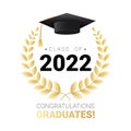 Congratulations graduates design template with academic cap and laurel wreath vector illustration Royalty Free Stock Photo