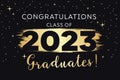 Congratulations graduates with gold brush stroke abstract background and confetti.Class of 2023.Vector illustration Royalty Free Stock Photo