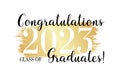 Congratulations graduates 2023 with golden brush stroke abstract background on white background.Vector illustration Royalty Free Stock Photo