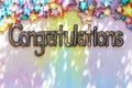 Congratulations ,Greeting board. Background with many stars is a