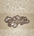 Congratulations greeting card floral swirls with lace leaves borders