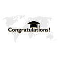 Congratulations! Greeting sign on World map